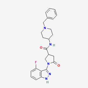 molecular formula C24H26FN5O2 B11238897 N-(1-benzylpiperidin-4-yl)-1-(4-fluoro-1H-indazol-3-yl)-5-oxopyrrolidine-3-carboxamide 