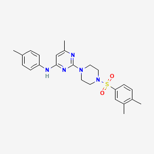 molecular formula C24H29N5O2S B11238910 2-(4-((3,4-dimethylphenyl)sulfonyl)piperazin-1-yl)-6-methyl-N-(p-tolyl)pyrimidin-4-amine 