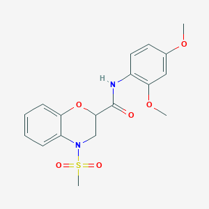 molecular formula C18H20N2O6S B11238926 N-(2,4-dimethoxyphenyl)-4-(methylsulfonyl)-3,4-dihydro-2H-1,4-benzoxazine-2-carboxamide 