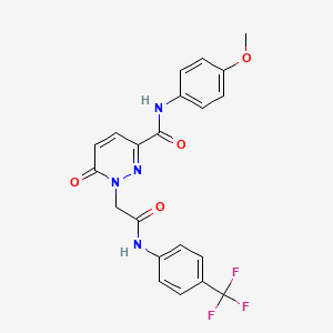 molecular formula C21H17F3N4O4 B11238944 N-(4-methoxyphenyl)-6-oxo-1-({[4-(trifluoromethyl)phenyl]carbamoyl}methyl)-1,6-dihydropyridazine-3-carboxamide 