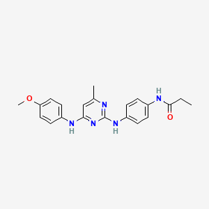 molecular formula C21H23N5O2 B11238972 N-[4-({4-[(4-methoxyphenyl)amino]-6-methylpyrimidin-2-yl}amino)phenyl]propanamide 