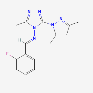 molecular formula C15H15FN6 B11238992 3-(3,5-dimethyl-1H-pyrazol-1-yl)-N-[(E)-(2-fluorophenyl)methylidene]-5-methyl-4H-1,2,4-triazol-4-amine 