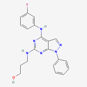 3-({4-[(3-fluorophenyl)amino]-1-phenyl-1H-pyrazolo[3,4-d]pyrimidin-6-yl}amino)propan-1-ol