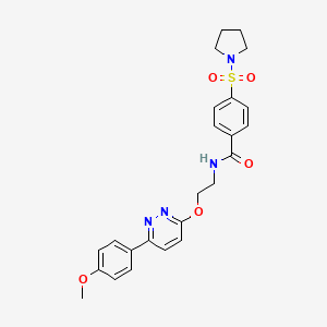 molecular formula C24H26N4O5S B11239018 N-(2-((6-(4-methoxyphenyl)pyridazin-3-yl)oxy)ethyl)-4-(pyrrolidin-1-ylsulfonyl)benzamide 