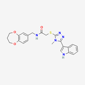 molecular formula C23H23N5O3S B11239019 N-(3,4-dihydro-2H-1,5-benzodioxepin-7-ylmethyl)-2-{[5-(1H-indol-3-yl)-4-methyl-4H-1,2,4-triazol-3-yl]sulfanyl}acetamide 