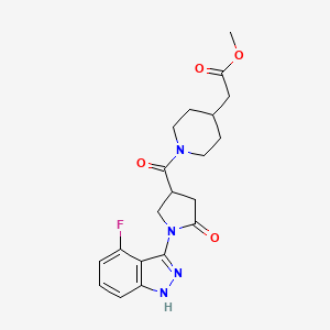 molecular formula C20H23FN4O4 B11239026 methyl (1-{[1-(4-fluoro-2H-indazol-3-yl)-5-oxopyrrolidin-3-yl]carbonyl}piperidin-4-yl)acetate 