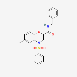 molecular formula C24H24N2O4S B11239040 N-benzyl-6-methyl-4-[(4-methylphenyl)sulfonyl]-3,4-dihydro-2H-1,4-benzoxazine-2-carboxamide 