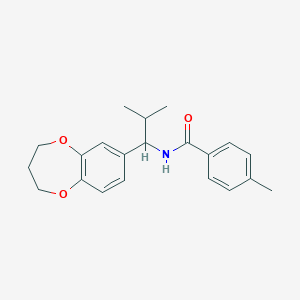 molecular formula C21H25NO3 B11239044 N-[1-(3,4-dihydro-2H-1,5-benzodioxepin-7-yl)-2-methylpropyl]-4-methylbenzamide 