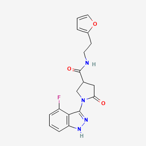 molecular formula C18H17FN4O3 B11239056 1-(4-fluoro-1H-indazol-3-yl)-N-[2-(2-furyl)ethyl]-5-oxo-3-pyrrolidinecarboxamide 