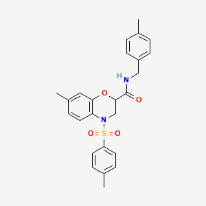 molecular formula C25H26N2O4S B11239072 7-methyl-N-(4-methylbenzyl)-4-[(4-methylphenyl)sulfonyl]-3,4-dihydro-2H-1,4-benzoxazine-2-carboxamide 