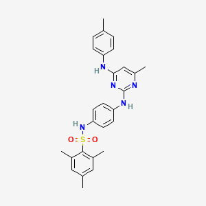 2,4,6-trimethyl-N-(4-((4-methyl-6-(p-tolylamino)pyrimidin-2-yl)amino)phenyl)benzenesulfonamide