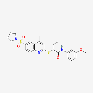 N-(3-Methoxyphenyl)-2-{[4-methyl-6-(pyrrolidine-1-sulfonyl)quinolin-2-YL]sulfanyl}butanamide