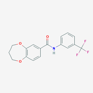 molecular formula C17H14F3NO3 B11239187 N-[3-(trifluoromethyl)phenyl]-3,4-dihydro-2H-1,5-benzodioxepine-7-carboxamide 