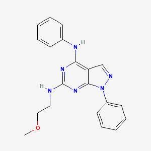 molecular formula C20H20N6O B11239190 N~6~-(2-methoxyethyl)-N~4~,1-diphenyl-1H-pyrazolo[3,4-d]pyrimidine-4,6-diamine 