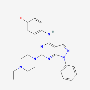 molecular formula C24H27N7O B11239195 6-(4-ethylpiperazin-1-yl)-N-(4-methoxyphenyl)-1-phenyl-1H-pyrazolo[3,4-d]pyrimidin-4-amine 