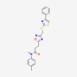 N-(4-methylphenyl)-3-(3-{[(4-phenyl-1,3-thiazol-2-yl)sulfanyl]methyl}-1,2,4-oxadiazol-5-yl)propanamide