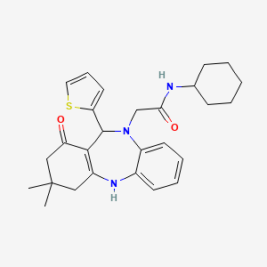 N-cyclohexyl-2-[3,3-dimethyl-1-oxo-11-(thiophen-2-yl)-1,2,3,4,5,11-hexahydro-10H-dibenzo[b,e][1,4]diazepin-10-yl]acetamide