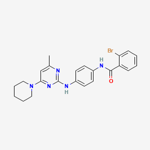 molecular formula C23H24BrN5O B11239269 2-Bromo-N-(4-{[4-methyl-6-(piperidin-1-YL)pyrimidin-2-YL]amino}phenyl)benzamide 