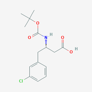 molecular formula C15H20ClNO4 B112393 (S)-3-((tert-Butoxycarbonyl)amino)-4-(3-chlorophenyl)butanoic acid CAS No. 270596-39-9