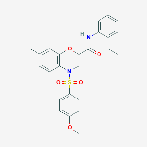 N-(2-ethylphenyl)-4-[(4-methoxyphenyl)sulfonyl]-7-methyl-3,4-dihydro-2H-1,4-benzoxazine-2-carboxamide