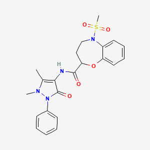 N-(1,5-dimethyl-3-oxo-2-phenyl-2,3-dihydro-1H-pyrazol-4-yl)-5-(methylsulfonyl)-2,3,4,5-tetrahydro-1,5-benzoxazepine-2-carboxamide