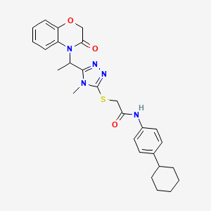 molecular formula C27H31N5O3S B11239435 N-(4-cyclohexylphenyl)-2-({4-methyl-5-[1-(3-oxo-2,3-dihydro-4H-1,4-benzoxazin-4-yl)ethyl]-4H-1,2,4-triazol-3-yl}sulfanyl)acetamide 