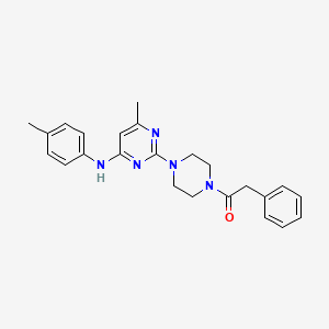 molecular formula C24H27N5O B11239535 1-(4-(4-Methyl-6-(p-tolylamino)pyrimidin-2-yl)piperazin-1-yl)-2-phenylethanone 