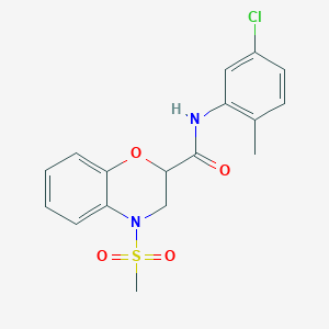 molecular formula C17H17ClN2O4S B11239614 N-(5-chloro-2-methylphenyl)-4-(methylsulfonyl)-3,4-dihydro-2H-1,4-benzoxazine-2-carboxamide 