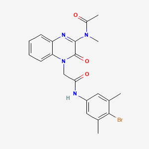 molecular formula C21H21BrN4O3 B11239643 N-(4-{[(4-Bromo-3,5-dimethylphenyl)carbamoyl]methyl}-3-oxo-3,4-dihydroquinoxalin-2-YL)-N-methylacetamide 