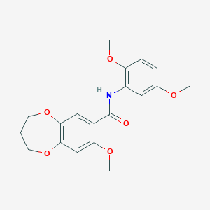 molecular formula C19H21NO6 B11239652 N-(2,5-dimethoxyphenyl)-8-methoxy-3,4-dihydro-2H-1,5-benzodioxepine-7-carboxamide 