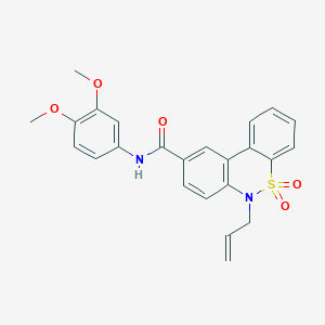 molecular formula C24H22N2O5S B11239672 6-allyl-N-(3,4-dimethoxyphenyl)-6H-dibenzo[c,e][1,2]thiazine-9-carboxamide 5,5-dioxide 