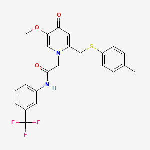 2-(5-methoxy-4-oxo-2-((p-tolylthio)methyl)pyridin-1(4H)-yl)-N-(3-(trifluoromethyl)phenyl)acetamide