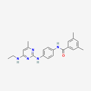 molecular formula C22H25N5O B11239697 N-(4-{[4-(ethylamino)-6-methylpyrimidin-2-yl]amino}phenyl)-3,5-dimethylbenzamide 