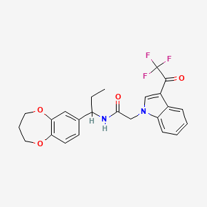 molecular formula C24H23F3N2O4 B11239711 N-[1-(3,4-dihydro-2H-1,5-benzodioxepin-7-yl)propyl]-2-[3-(trifluoroacetyl)-1H-indol-1-yl]acetamide 