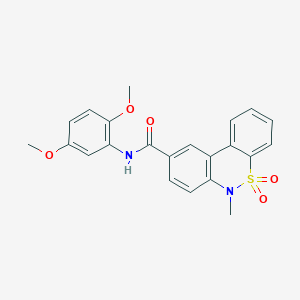 molecular formula C22H20N2O5S B11239728 N-(2,5-dimethoxyphenyl)-6-methyl-6H-dibenzo[c,e][1,2]thiazine-9-carboxamide 5,5-dioxide 