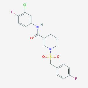 molecular formula C19H19ClF2N2O3S B11239740 N-(3-chloro-4-fluorophenyl)-1-[(4-fluorobenzyl)sulfonyl]piperidine-3-carboxamide 