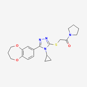 molecular formula C20H24N4O3S B11239741 2-{[4-cyclopropyl-5-(3,4-dihydro-2H-1,5-benzodioxepin-7-yl)-4H-1,2,4-triazol-3-yl]sulfanyl}-1-(pyrrolidin-1-yl)ethanone 