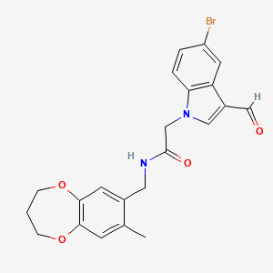 molecular formula C22H21BrN2O4 B11239770 2-(5-bromo-3-formyl-1H-indol-1-yl)-N-[(8-methyl-3,4-dihydro-2H-1,5-benzodioxepin-7-yl)methyl]acetamide 