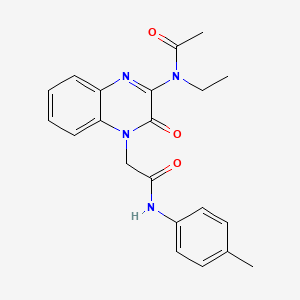 molecular formula C21H22N4O3 B11239774 N-ethyl-N-(4-{2-[(4-methylphenyl)amino]-2-oxoethyl}-3-oxo-3,4-dihydroquinoxalin-2-yl)acetamide 