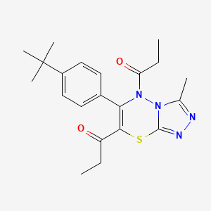 molecular formula C21H26N4O2S B11239812 1-[6-(4-Tert-butylphenyl)-3-methyl-7-propanoyl-5H-[1,2,4]triazolo[3,4-B][1,3,4]thiadiazin-5-YL]propan-1-one 