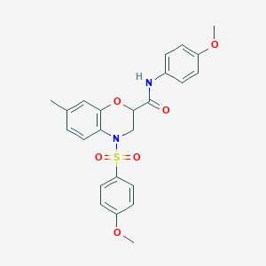 N-(4-methoxyphenyl)-4-[(4-methoxyphenyl)sulfonyl]-7-methyl-3,4-dihydro-2H-1,4-benzoxazine-2-carboxamide