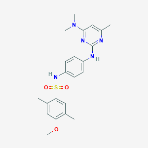 molecular formula C22H27N5O3S B11239865 N-(4-((4-(dimethylamino)-6-methylpyrimidin-2-yl)amino)phenyl)-4-methoxy-2,5-dimethylbenzenesulfonamide 