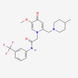 molecular formula C22H26F3N3O3 B11239886 2-(5-methoxy-2-((4-methylpiperidin-1-yl)methyl)-4-oxopyridin-1(4H)-yl)-N-(3-(trifluoromethyl)phenyl)acetamide 