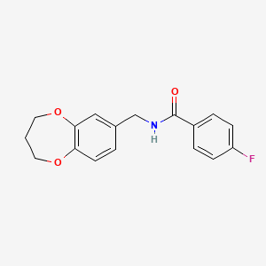 molecular formula C17H16FNO3 B11239910 N-(3,4-dihydro-2H-1,5-benzodioxepin-7-ylmethyl)-4-fluorobenzamide 