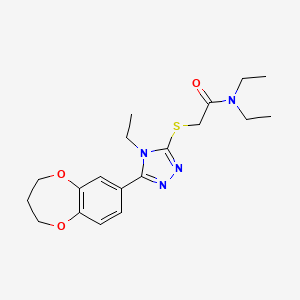 molecular formula C19H26N4O3S B11239926 2-{[5-(3,4-dihydro-2H-1,5-benzodioxepin-7-yl)-4-ethyl-4H-1,2,4-triazol-3-yl]sulfanyl}-N,N-diethylacetamide 