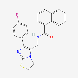 molecular formula C23H18FN3OS B11239984 N-{[6-(4-fluorophenyl)-2H,3H-imidazo[2,1-b][1,3]thiazol-5-yl]methyl}naphthalene-1-carboxamide 