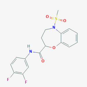 N-(3,4-difluorophenyl)-5-(methylsulfonyl)-2,3,4,5-tetrahydro-1,5-benzoxazepine-2-carboxamide