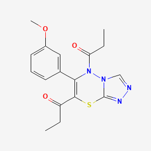 1-[6-(3-Methoxyphenyl)-5-propanoyl-5H-[1,2,4]triazolo[3,4-B][1,3,4]thiadiazin-7-YL]propan-1-one