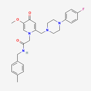 molecular formula C27H31FN4O3 B11240026 2-(2-((4-(4-fluorophenyl)piperazin-1-yl)methyl)-5-methoxy-4-oxopyridin-1(4H)-yl)-N-(4-methylbenzyl)acetamide 