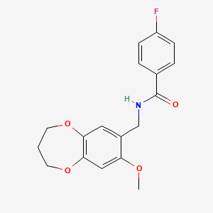 4-fluoro-N-[(8-methoxy-3,4-dihydro-2H-1,5-benzodioxepin-7-yl)methyl]benzamide